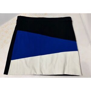 Mandee Juniors Colorblock Mini Skirt Black‎ Blue White Stretch Jersey